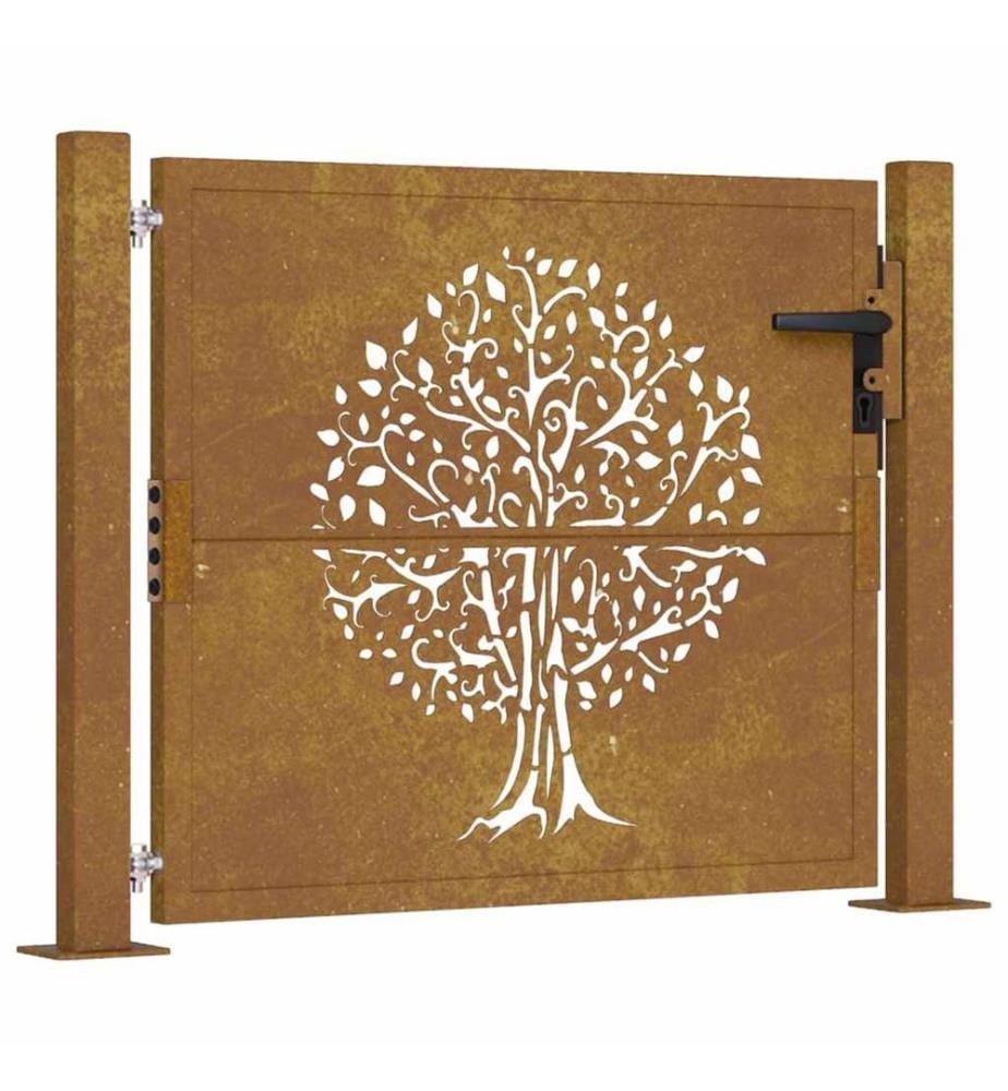 Gartentor 100x100 cm Cortenstahl Baumdesign