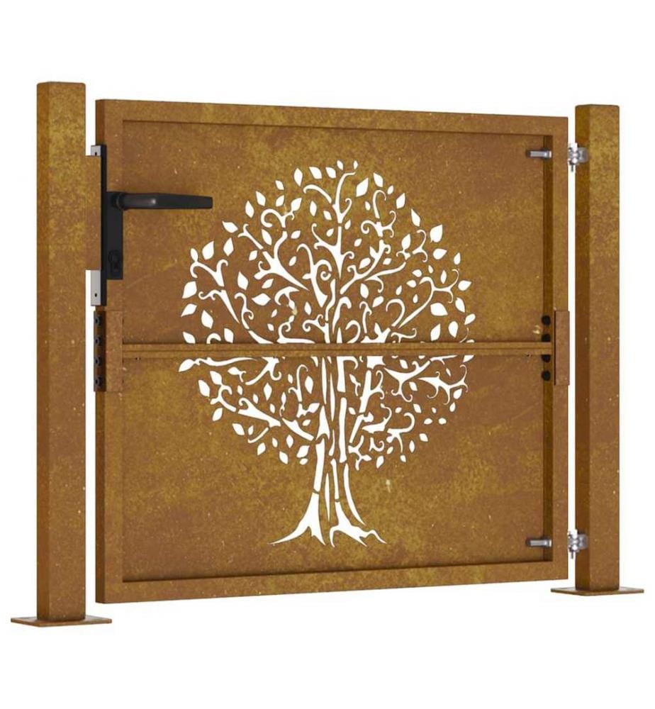 Gartentor 100x100 cm Cortenstahl Baumdesign
