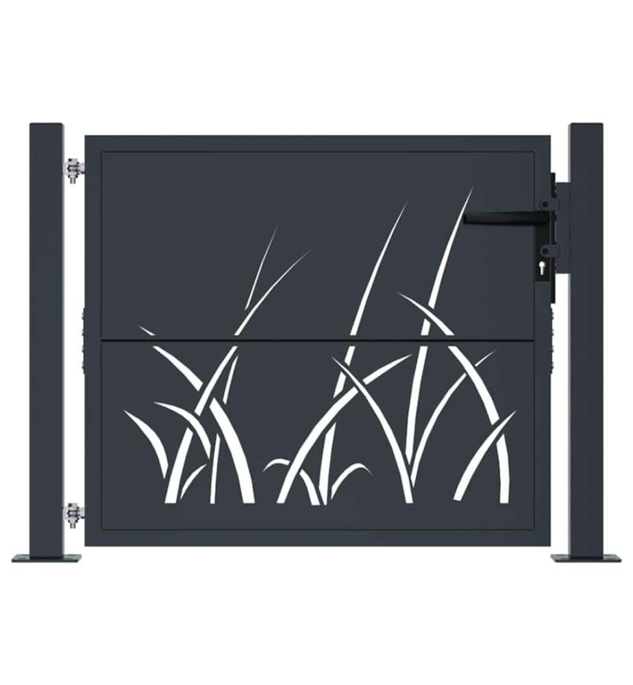 Gartentor Anthrazit 100x75 cm Stahl Gras-Design