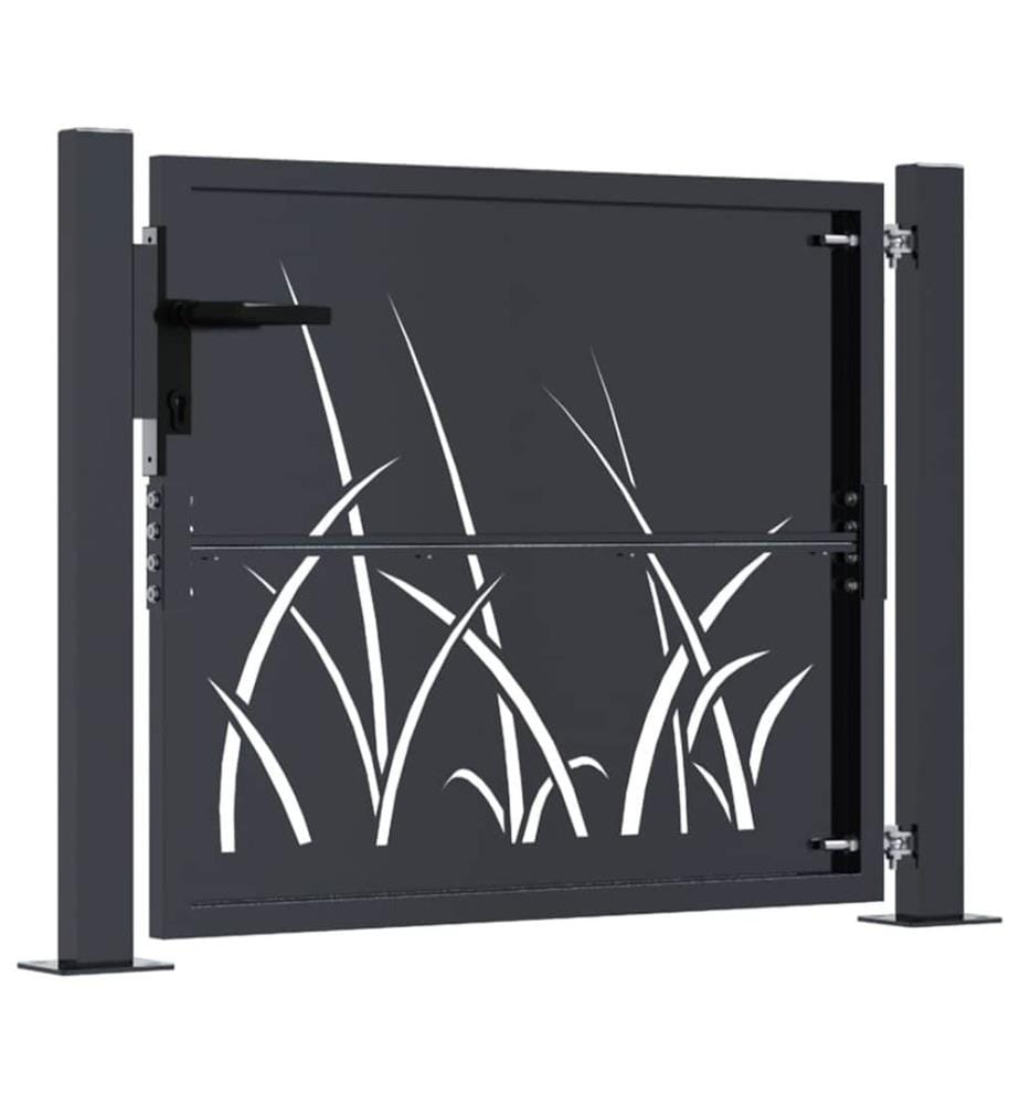 Gartentor Anthrazit 100x75 cm Stahl Gras-Design