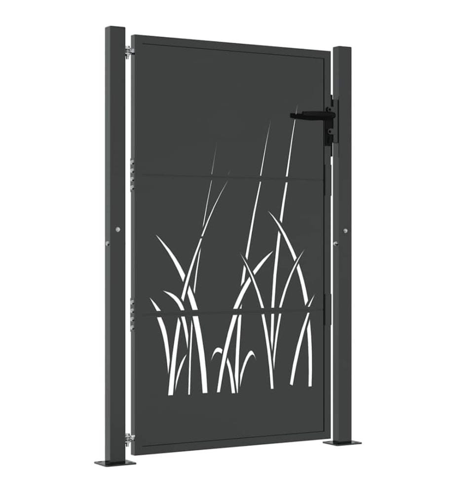Gartentor Anthrazit 100x125 cm Stahl Gras-Design