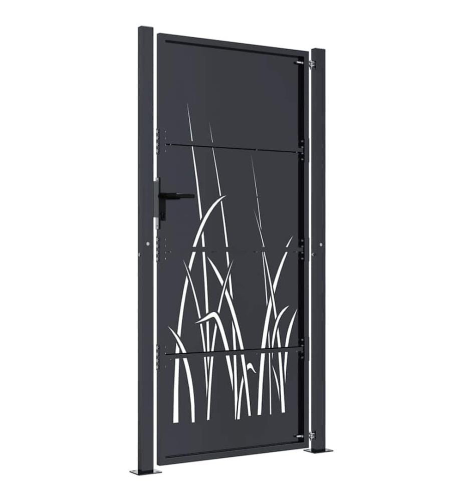 Gartentor Anthrazit 100x200 cm Stahl Gras-Design
