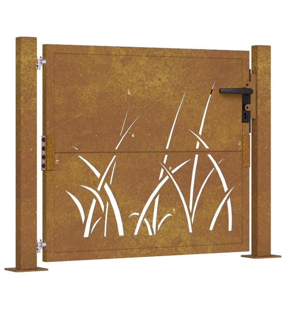 Gartentor 100x100 cm Cortenstahl Gras-Design