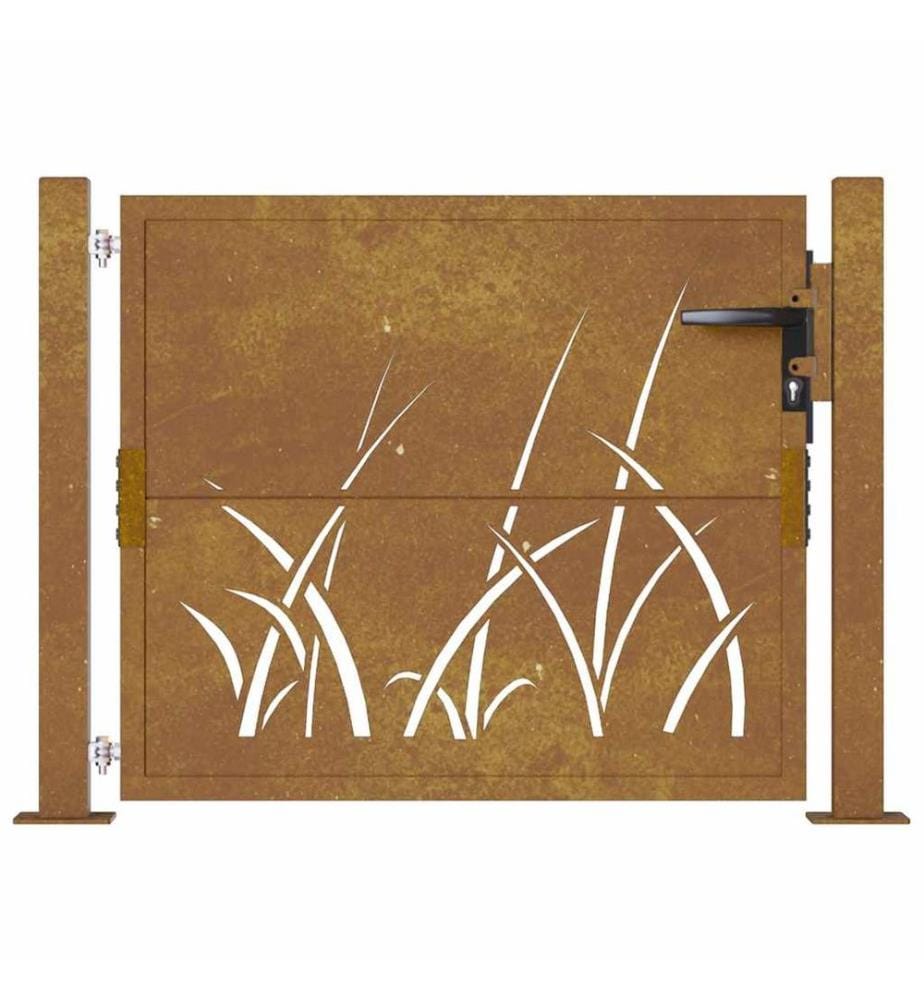 Gartentor 100x100 cm Cortenstahl Gras-Design