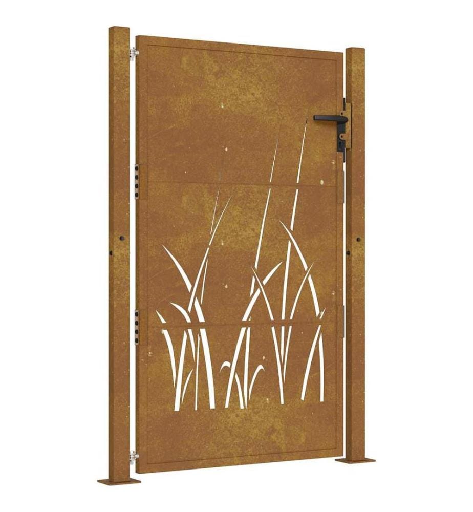 Gartentor 100x125 cm Cortenstahl Gras-Design