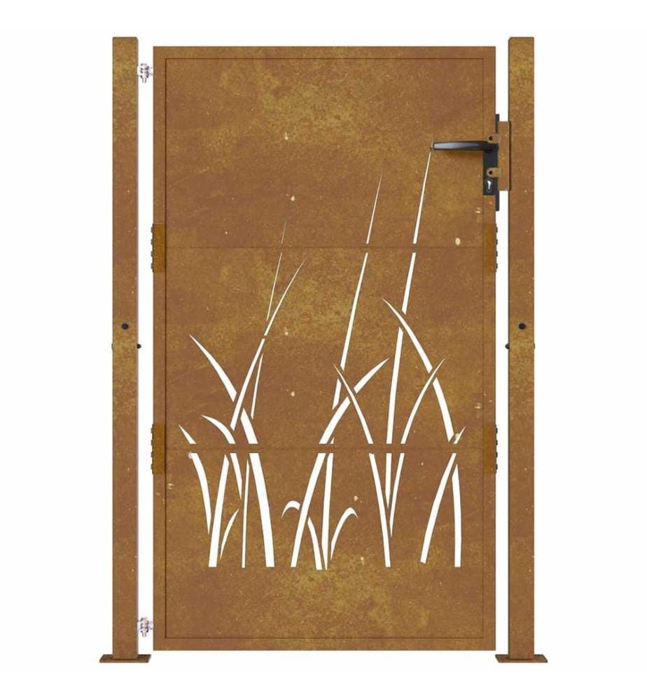 Gartentor 100x125 cm Cortenstahl Gras-Design