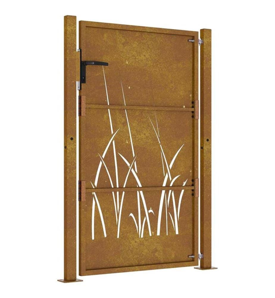 Gartentor 100x125 cm Cortenstahl Gras-Design