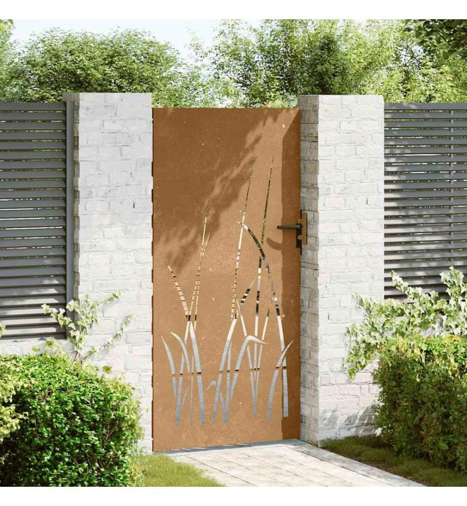 Gartentor 85x200 cm Cortenstahl Gras-Design
