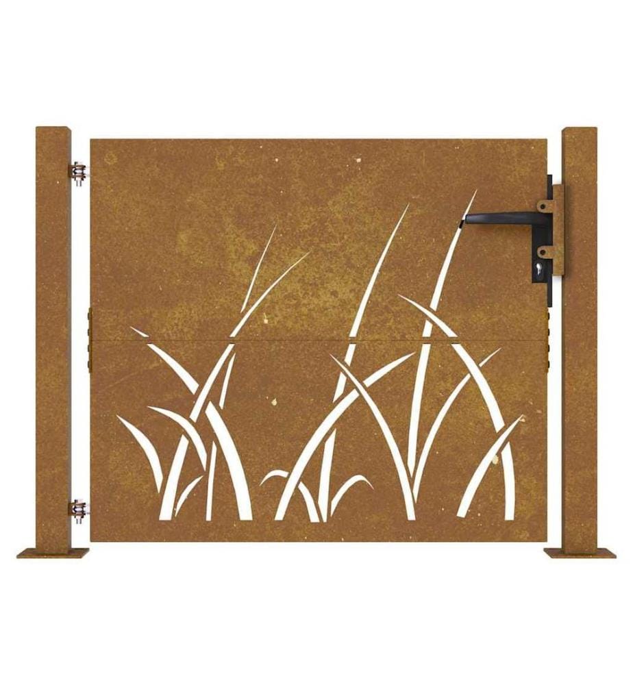 Gartentor 100x75 cm Cortenstahl Gras-Design
