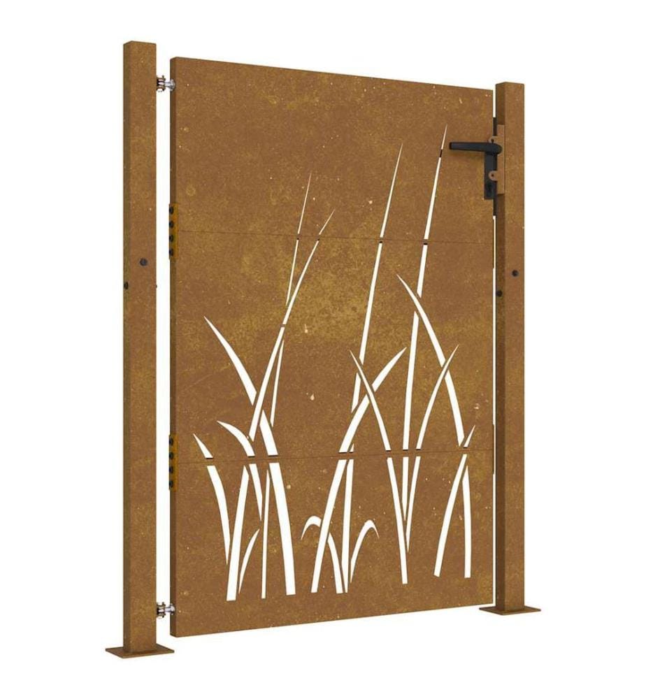 Gartentor 100x125 cm Cortenstahl Gras-Design