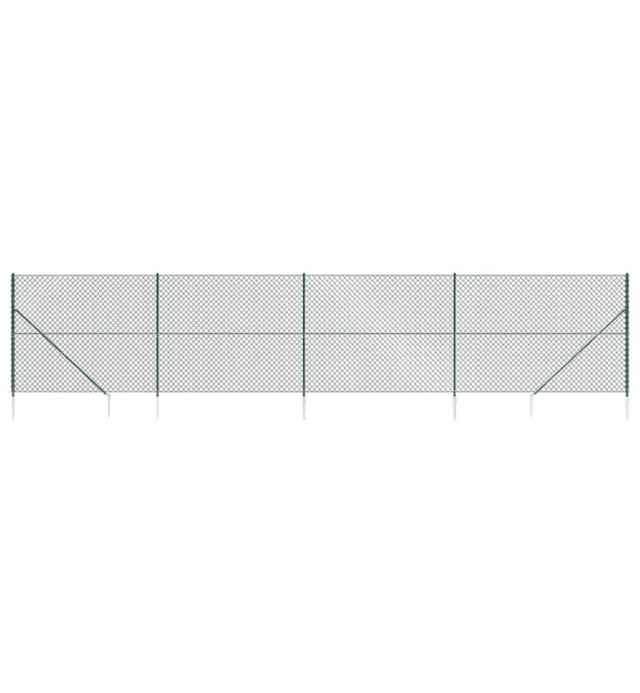 Clôture à mailles losangées avec piquet d'ancrage vert 1,8x10 m