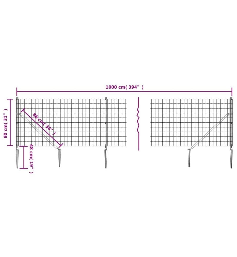 Maschendrahtzaun mit Bodenhülsen Anthrazit 0,8x10 m
