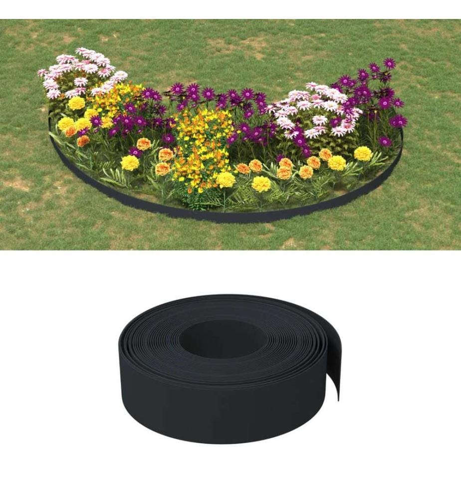 Bordure de jardin noir 10 m 15 cm polyéthylène