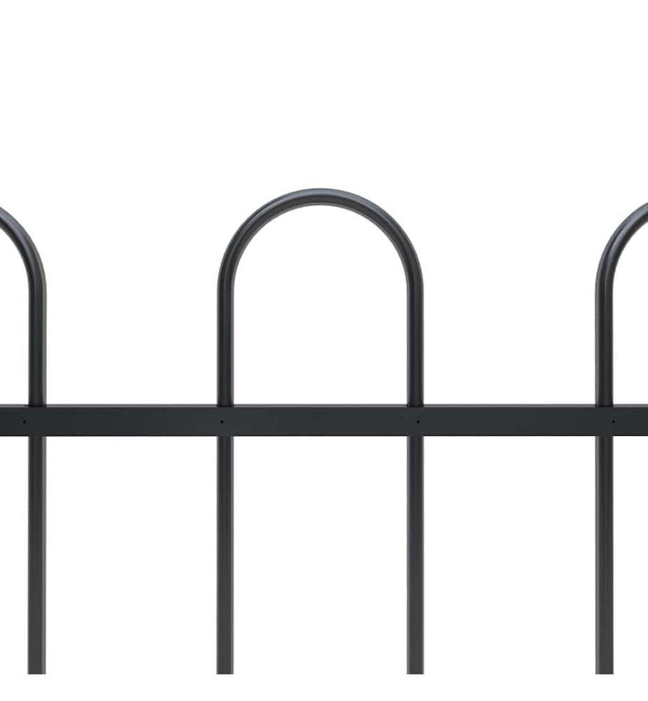 Gartenzaun mit Rundbogen Stahl 1070 x 60 cm Schwarz