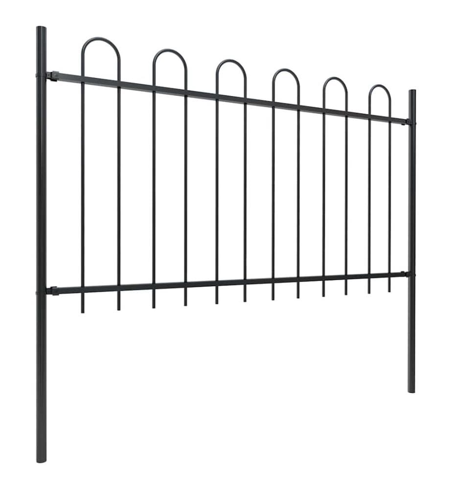 Gartenzaun mit Rundbogen Stahl 537 x 100 cm Schwarz