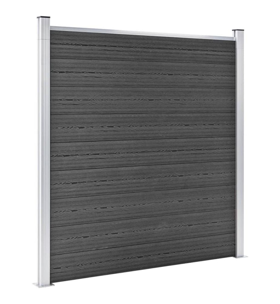 Ensemble de panneau de clôture WPC 699x186 cm Noir