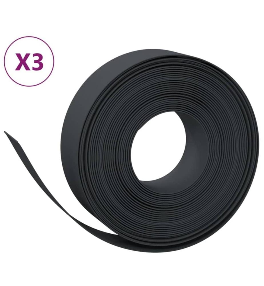 Bordures de jardin 3 pcs noir 10 m 15 cm polyéthylène