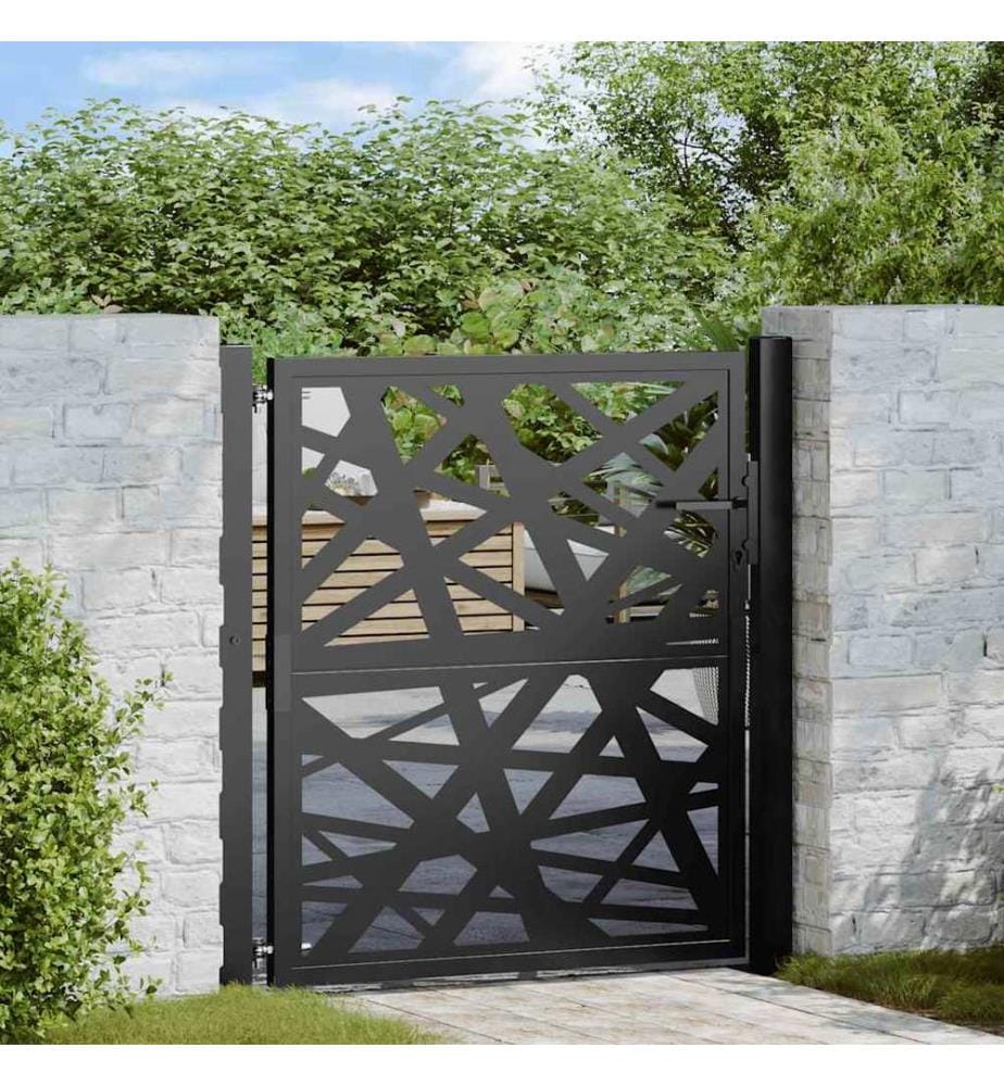 Gartentor Schwarz 100x100 cm Stahl Lichtdesign