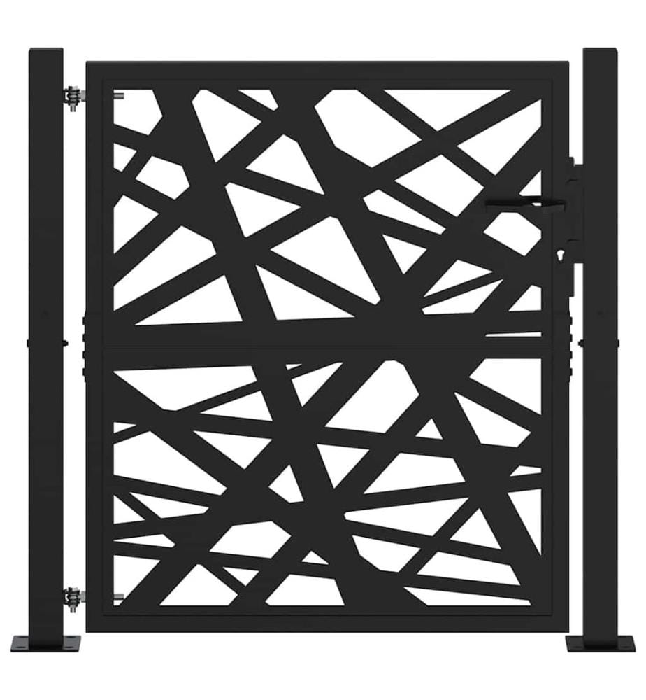 Gartentor Schwarz 100x100 cm Stahl Lichtdesign