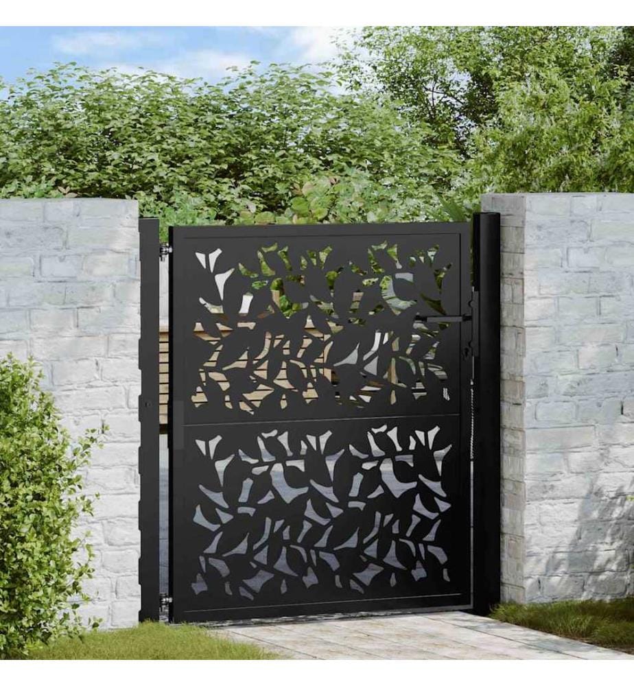 Gartentor Schwarz 100x100 cm Stahlblatt-Design