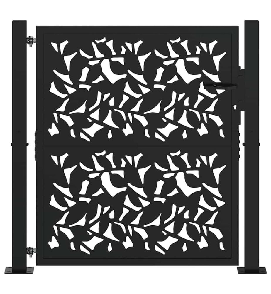 Gartentor Schwarz 100x100 cm Stahlblatt-Design