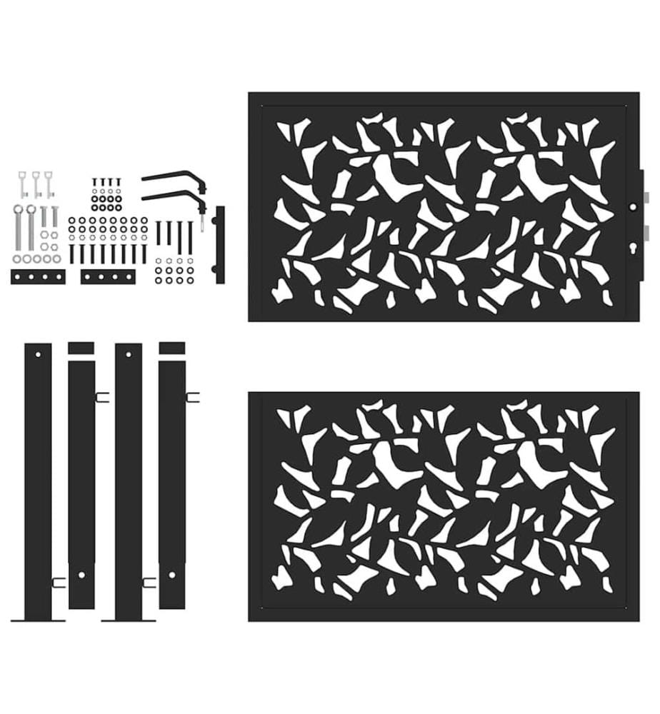 Gartentor Schwarz 100x100 cm Stahlblatt-Design