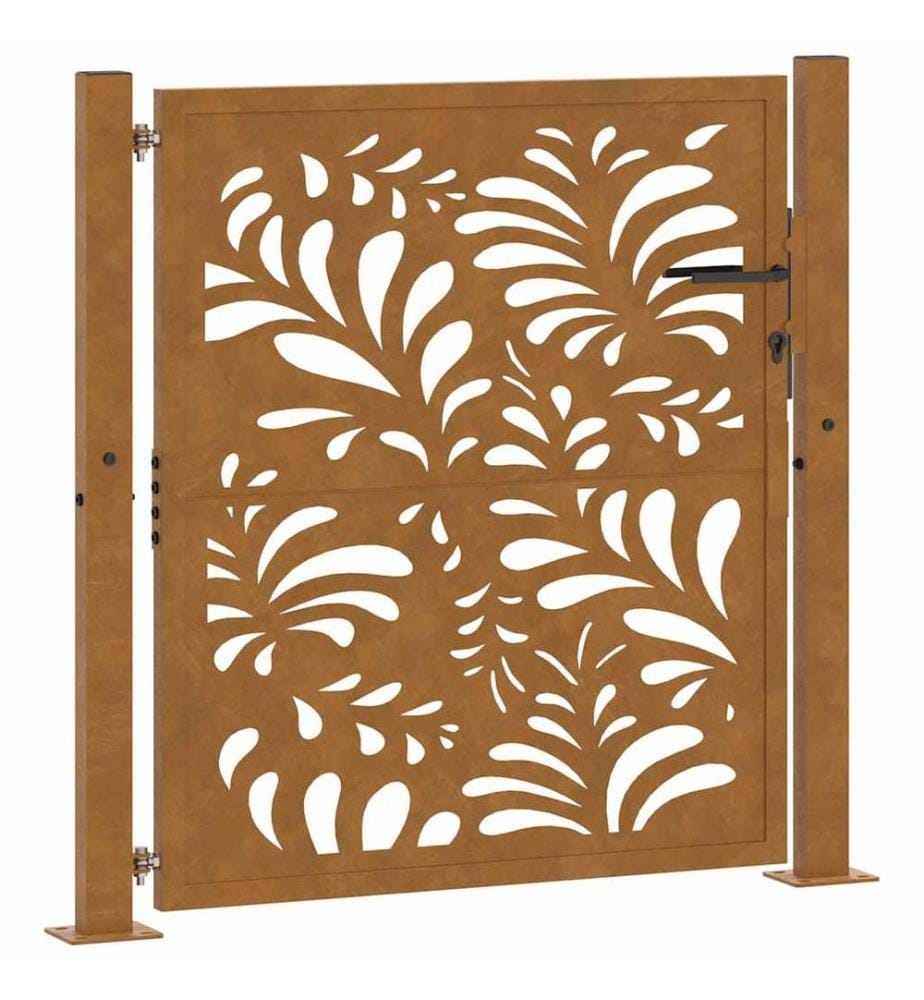 Gartentor 100x100 cm Verwitterungsstahl Wellendesign