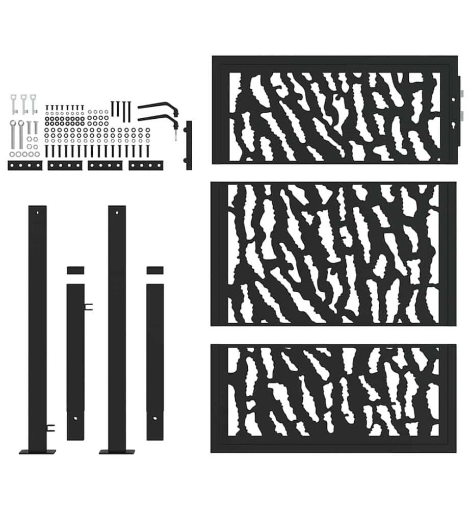 Gartentor Schwarz 100x125 cm Stahl Trace Design