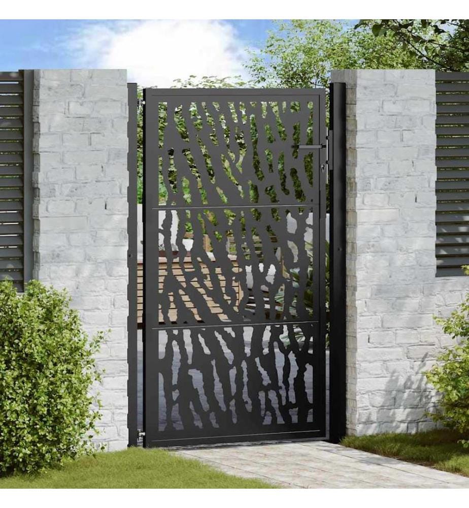 Gartentor Schwarz 100x150 cm Stahl Trace Design