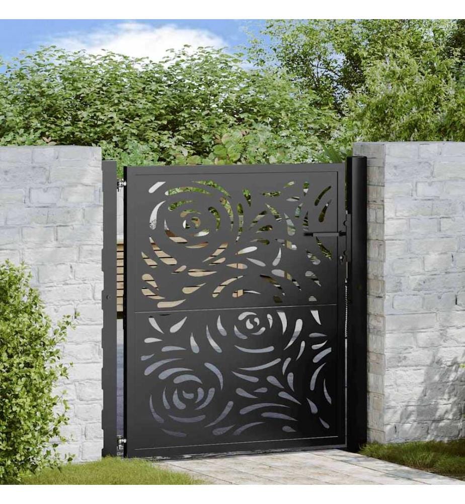 Gartentor Schwarz 100x100 cm Stahl Flammendesign