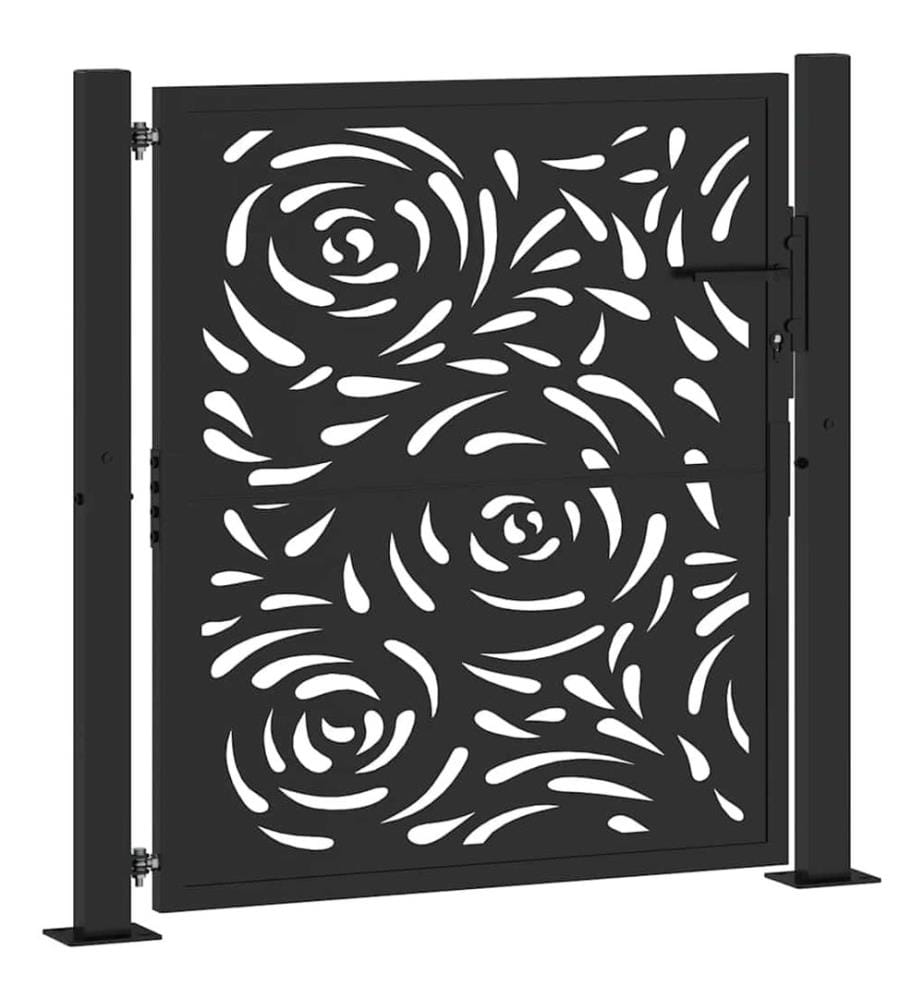 Gartentor Schwarz 100x100 cm Stahl Flammendesign