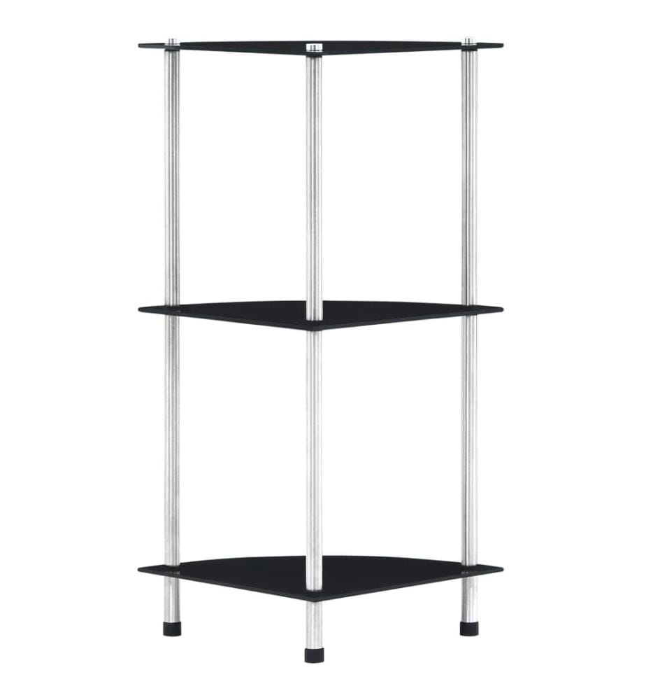 Regal mit 3 Ablagen Schwarz 30x30x67 cm Hartglas