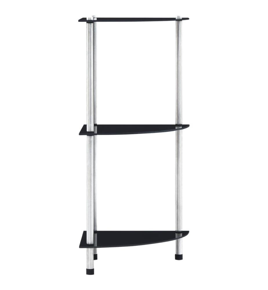 Regal mit 3 Ablagen Schwarz 30x30x67 cm Hartglas