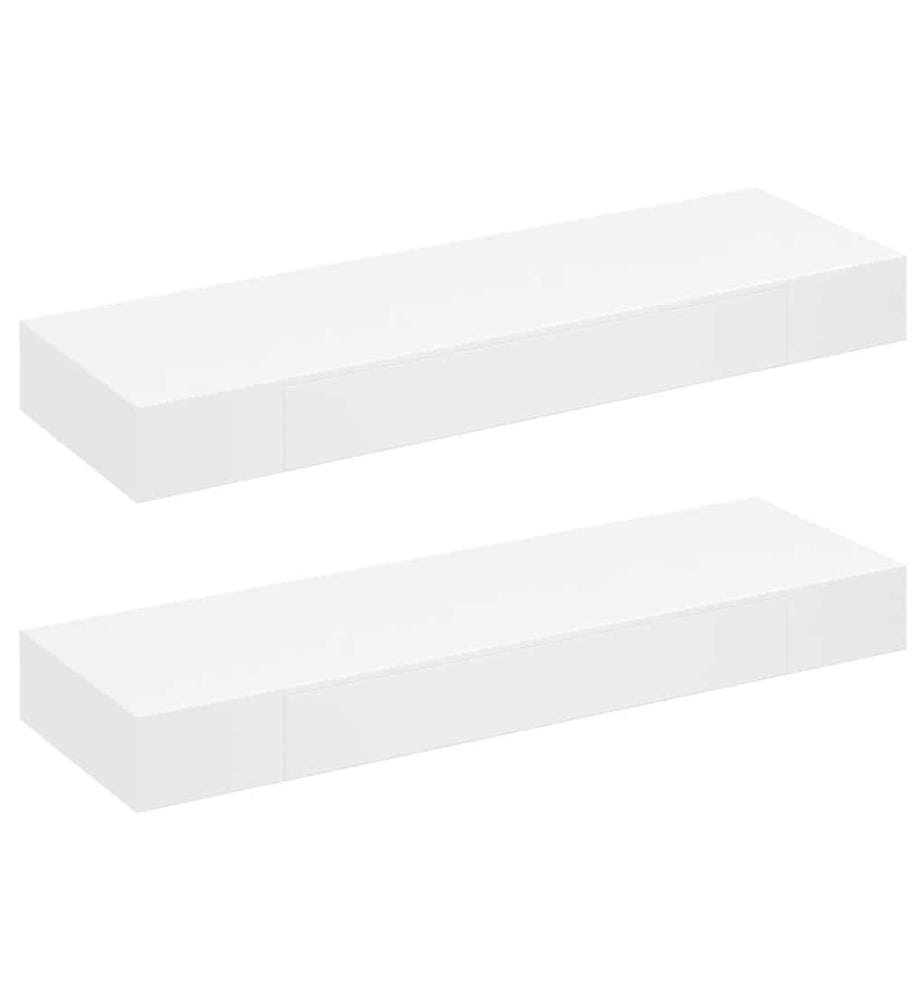 Wandregal Hängeregal mit Schubladen 2 Stk. Weiss 80 cm
