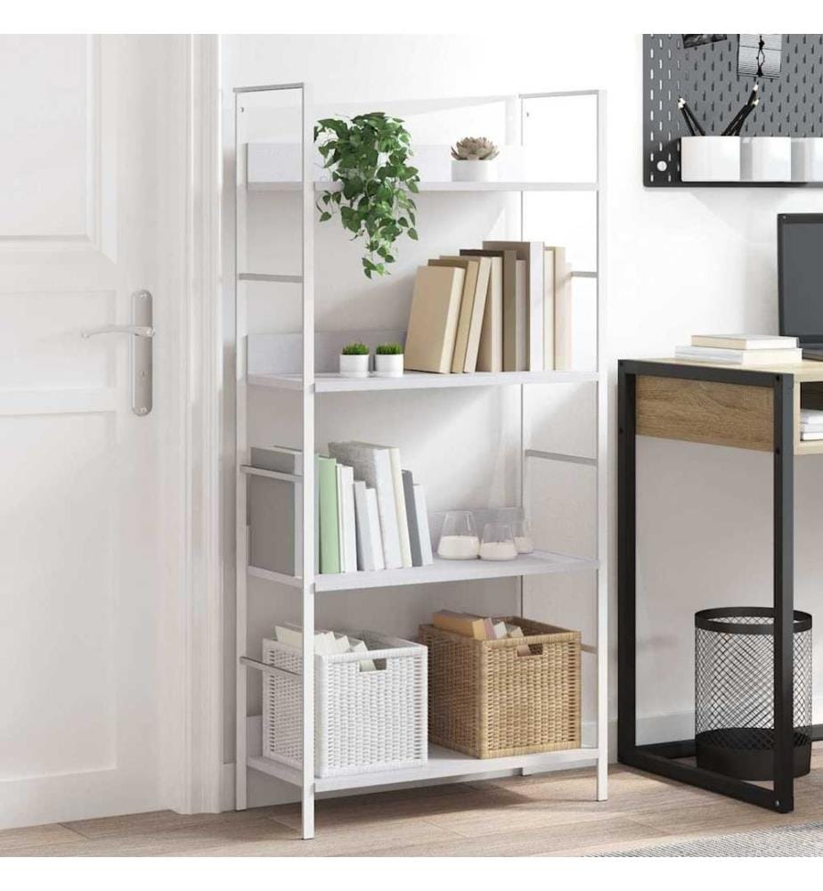 Bücherregal 4 Regalböden Weiss 60×27,6×124,5 cm Holzwerkstoff