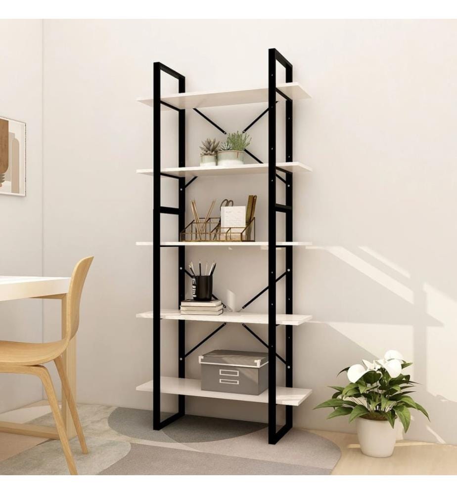 Bibliothèque à 5 niveaux Blanc 80x30x175 cm Bois de pin
