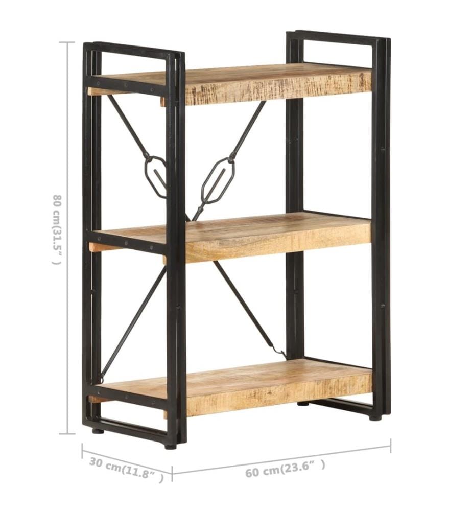 Bücherregal 3 Fächer 60x30x80 cm Mango Massivholz