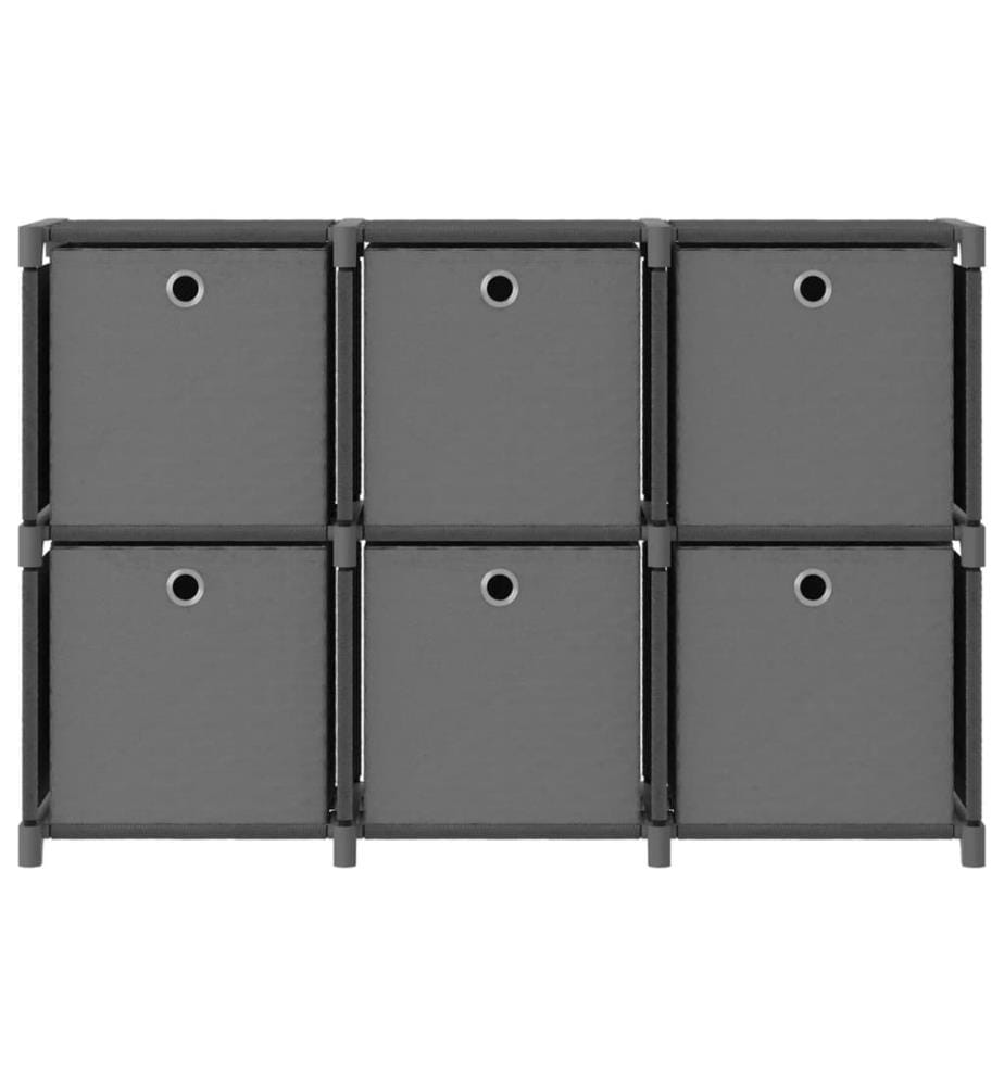 Würfelregal mit 6 Boxen Grau 103x30x72,5 cm Stoff