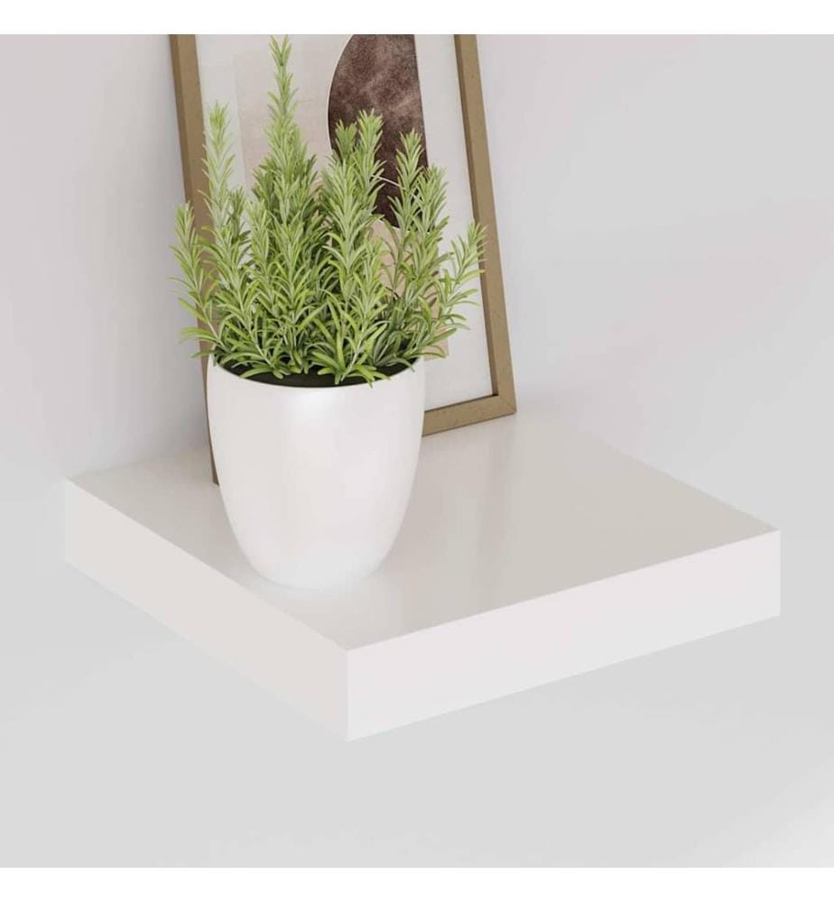 Schweberegale 2 Stk. Hochglanz-Weiss 23x23,5x3,8 cm MDF