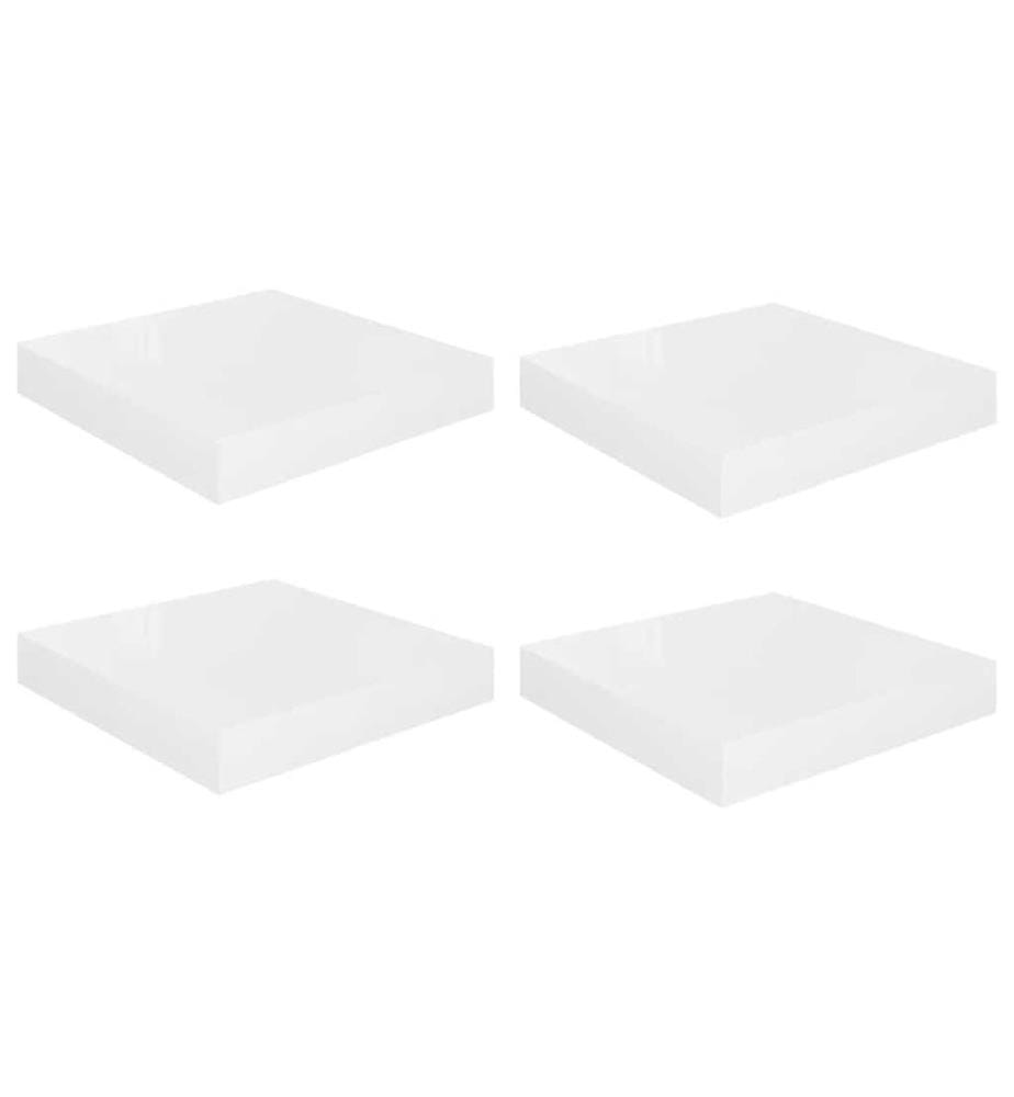 Schweberegale 4 Stk. Hochglanz-Weiss 23x23,5x3,8 cm MDF