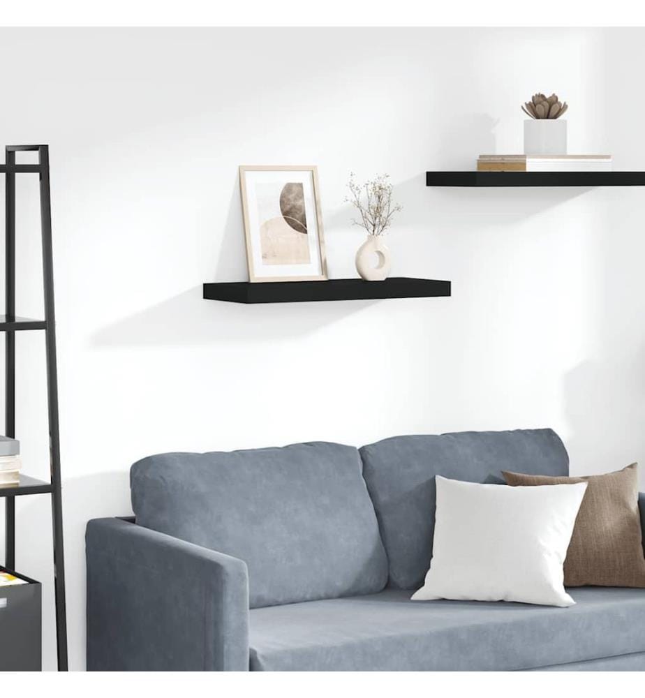 Schwebendes Wandregal Schwarz 60x23,5x3,8 cm MDF