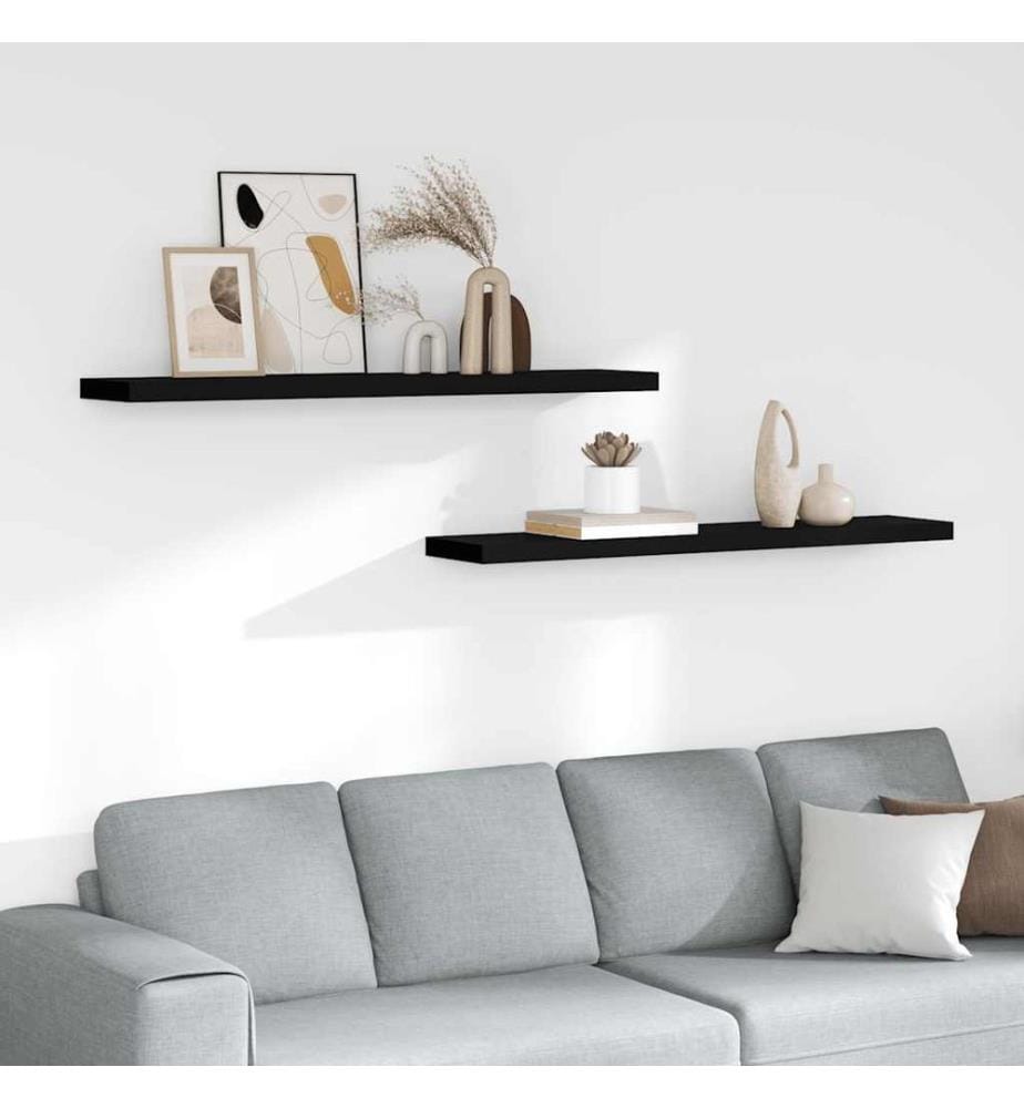 Schweberegale 2 Stk. Schwarz 120x23,5x3,8 cm MDF
