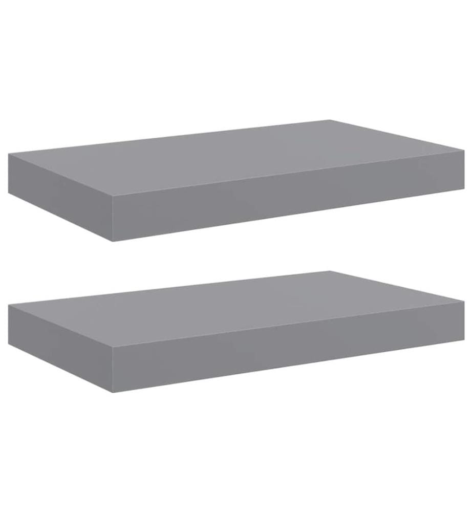 Schwebende Wandregale 2 Stk. Grau 40x23x3,8cm MDF