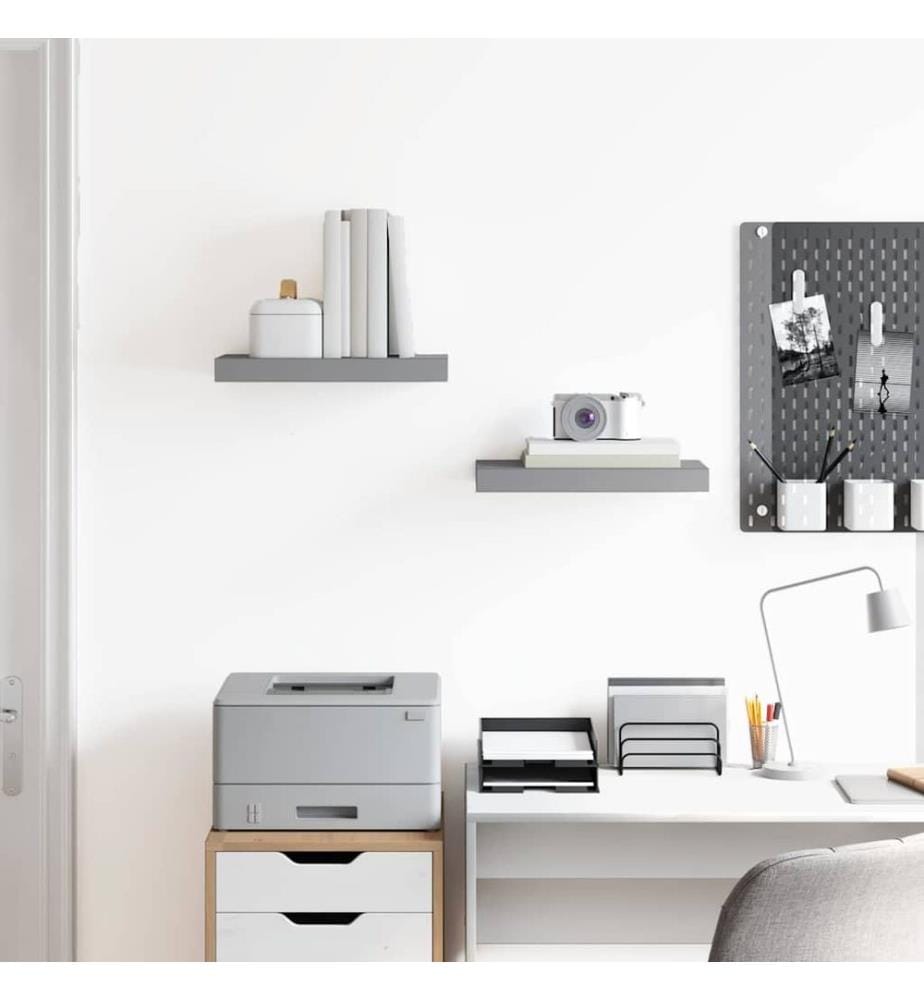 Schwebende Wandregale 2 Stk. Grau 40x23x3,8cm MDF