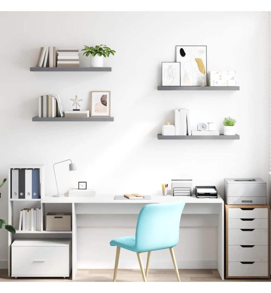 Schweberegale 4 Stk. Grau 80x23,5x3,8 cm MDF