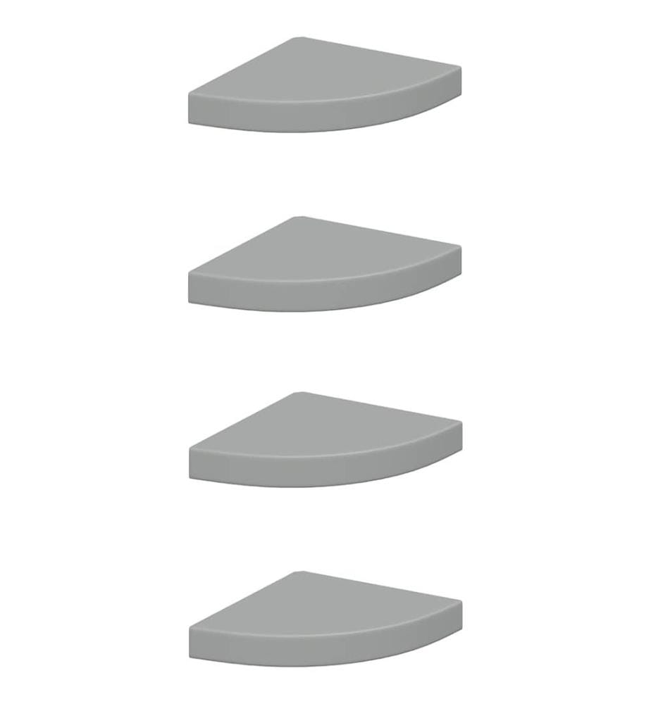 Eck-Schweberegale 4 Stk. Grau 25x25x3,8 cm MDF