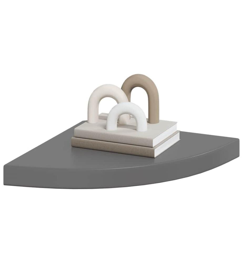 Eck-Schweberegale 2 Stk. Hochglanz-Grau 35x35x3,8 cm MDF