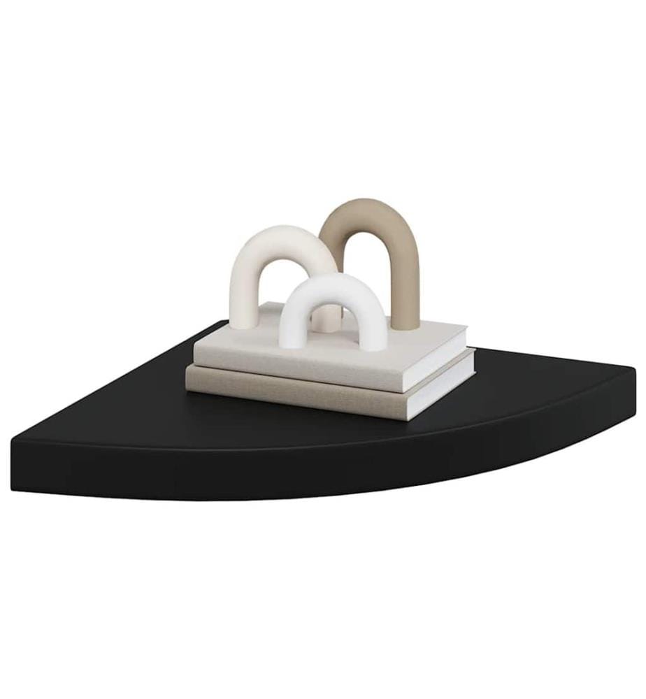 Eck-Schweberegale 4 Stk. Schwarz 35x35x3,8 cm MDF