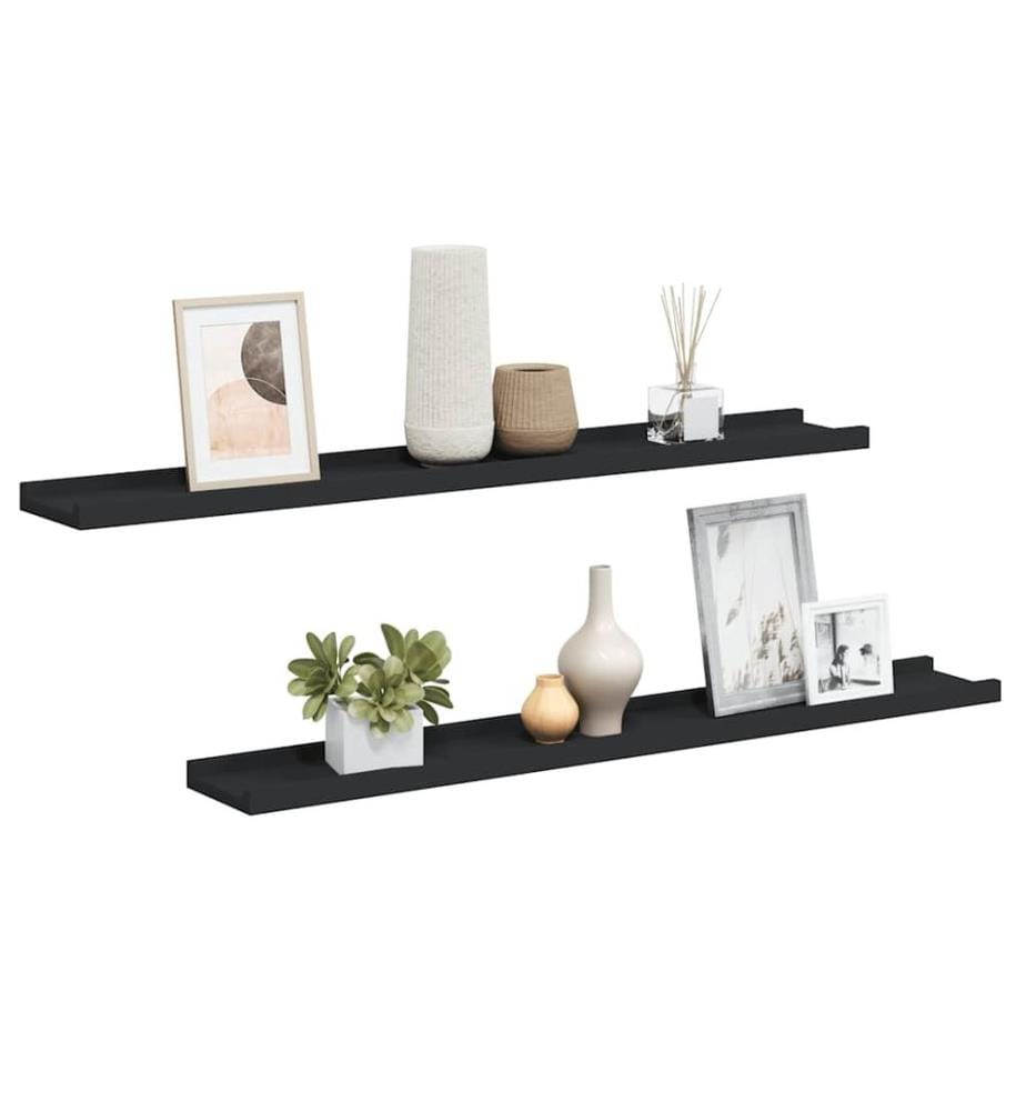 Bilderleisten 2 Stk. Schwarz 80x9x3 cm MDF