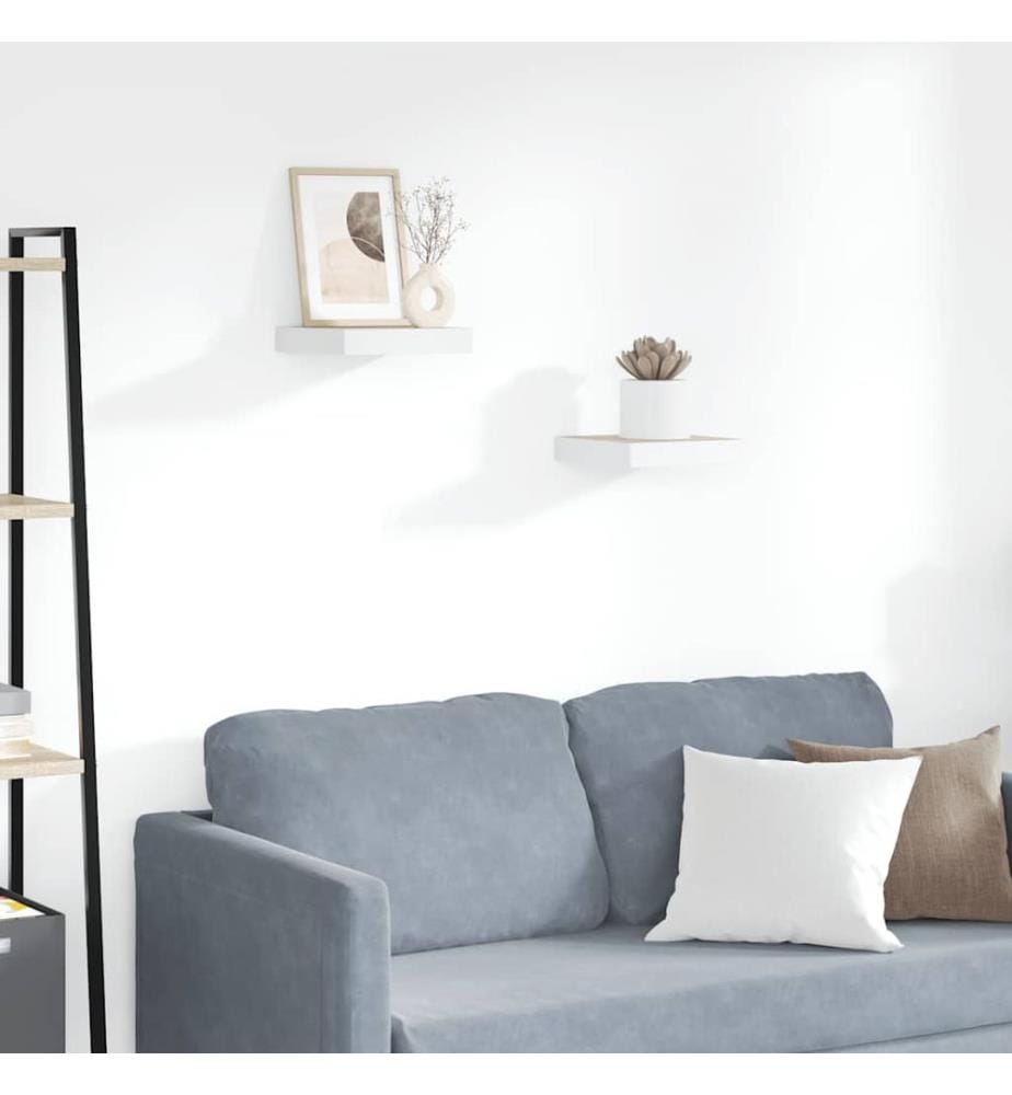 Schweberegale 2 Stk. Eichen-Optik und Weiss 23x23,5x3,8 cm MDF